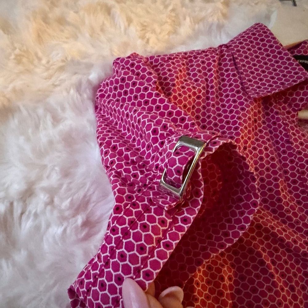 Express Design Studio Pink Patterned Blouse - image 2